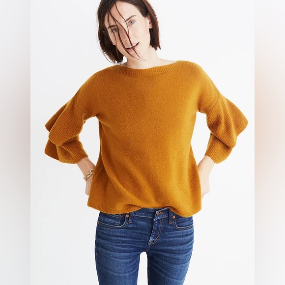 Madewell Sweaters - Madewell Golden Wool Boat Neck Tier-Sleeve Pullover Sweater Women’s Size Medium